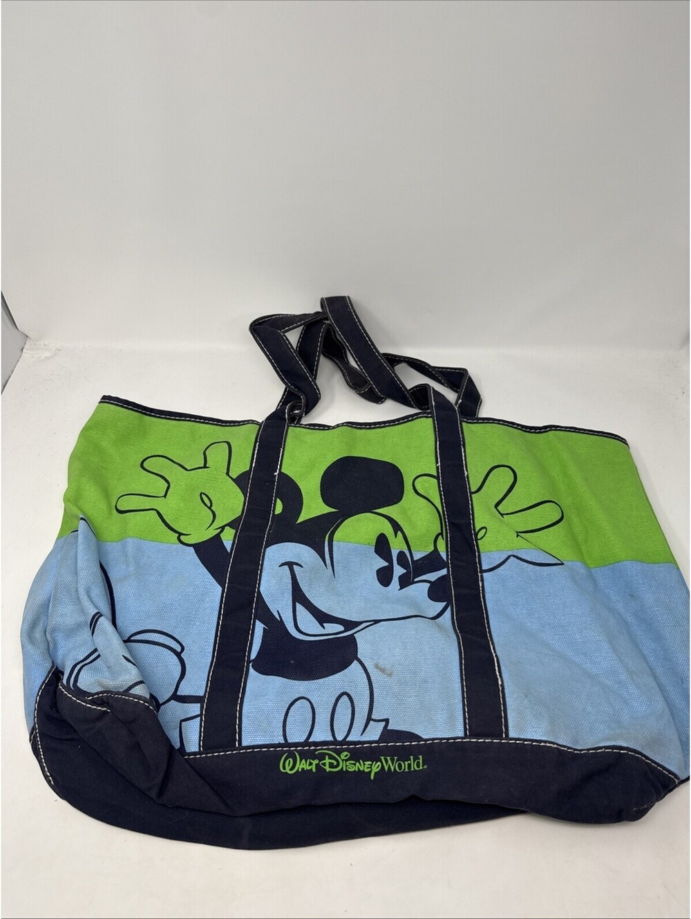 Walt Disney World Color Block Mickey Mouse Tote Bag 21”x12” - Blue Green